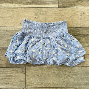 Floral Blue Smocked Skirt